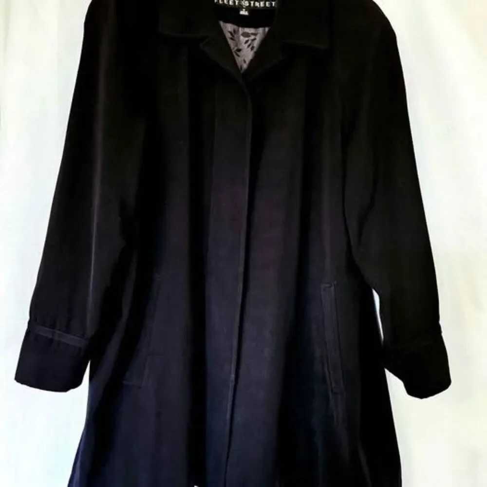 Black Mid Length All Weather Trench Career Jacket Women's Medium Fleet Street